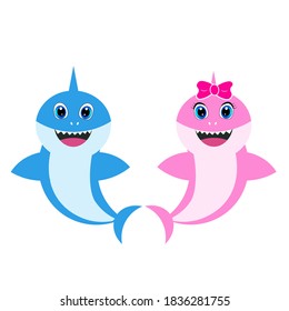 Baby Shark Girl Boy Greeting Card Vector