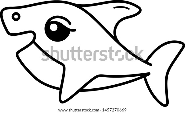 Baby Shark Icon Outline Style Coloring Stock Vector Royalty Free