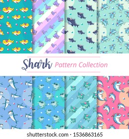 baby shark pattern set graphic design