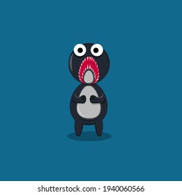 Baby Shark Scared Cartoon Vector Icon Illustration. Fashion Object Icon Concept Isolated Premium Vector. Flat Cartoon Style