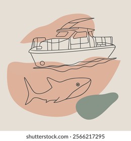 a baby shark swimming beside a boat (10).eps