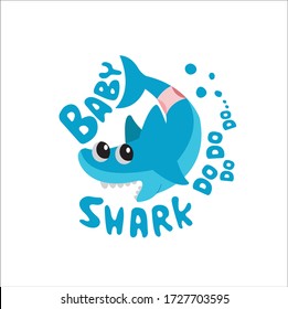 Baby Shark - T-Shirts, Hoodie, Tank, gifts. Vector illustration text for clothes. Inspirational quote card, invitation, banner. Kids calligraphy background. lettering typography