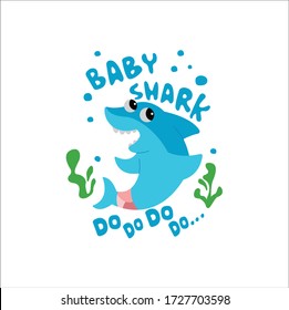 Baby Shark - T-Shirts, Hoodie, Tank, gifts. Vector illustration text for clothes. Inspirational quote card, invitation, banner. Kids calligraphy background. lettering typography