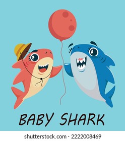 Baby Shark - T-Shirts, Hoodie, Tank, gifts. Vector illustration text for clothes. Inspirational quote card, invitation, banner. Kids calligraphy background. lettering typography