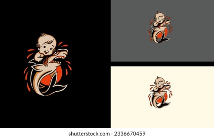 baby and shark vector mascot design
