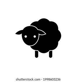 Baby sheep icon. Vector drawing. Lamb black silhouette on white background.