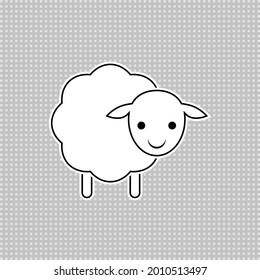 Baby sheep icon. Vector drawing. Lamb linear outline illustration. White silhouette.