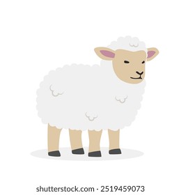 Ilustração vetor simples de carneiro bebê. Clipart de desenho animado de cordeiro bonito, animal em estilo plano. Conceito de animais de fazenda, agricultura rural. Animal de criação bebê ovelha design vetor isolado no fundo branco