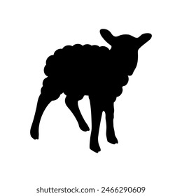 Baby sheep silhouette or vector 