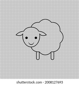 Baby sheep transparent icon. Vector drawing. Lamb linear outline illustration.