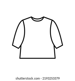 Baby shirt with long sleeve outline vector icon... EPS 10 illustration on white. Front view shirt... Newborn wear sign.. Single baby clothes symbol... For app, web, design, dev, ui, graphic, shop.