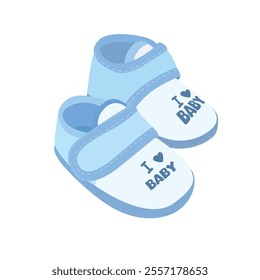 Baby shoes clipart. Baby clothing, baby element collection. Baby boy footwear vector. Flat vector in cartoon style isolated on white background.