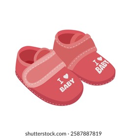 Baby shoes clipart. Baby clothing, baby element collection. Baby boy footwear vector. Flat vector in cartoon style isolated on white background.