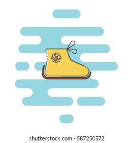 Baby shoes color thin line icon. Mbe minimalism style