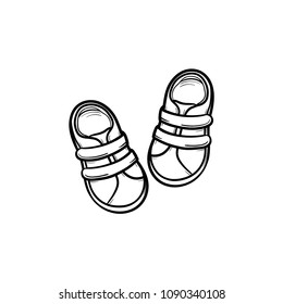 Baby shoes hand drawn outline doodle icon. Footware for newborn infants and baby kids vector sketch illustration for print, web, mobile and infographics isolated on white background.