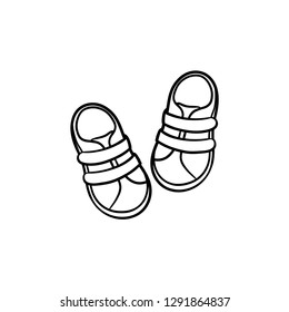 Baby Shoes Hand Drawn Outline Doodle Icon. Footware Baby Boots For Newborn Kids Vector Sketch Illustration For Print, Web, Mobile And Infographics Isolated On White Background.