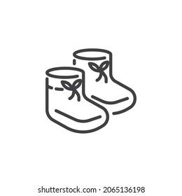 Baby shoes line icon. linear style sign for mobile concept and web design. Baby socks outline vector icon. Symbol, logo illustration. Vector graphics