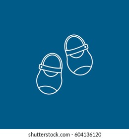 Baby Shoes Line Icon On Blue Background