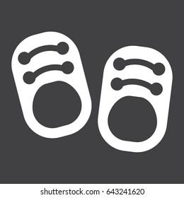 Baby shoes solid icon, footwear and fashion, vector graphics, black background, eps 10.