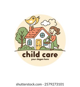 Baby shop child care day care school and kids logo day care create distinctive mother care vector eps logo design	