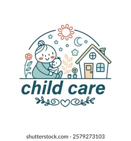 Baby shop child care day care school and kids logo day care create distinctive mother care vector eps logo design	