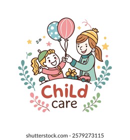 Baby shop child care day care school and kids logo day care create distinctive mother care vector eps logo design	