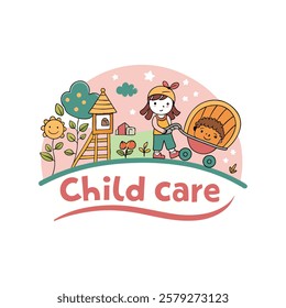 Baby shop child care day care school and kids logo day care create distinctive mother care vector eps logo design	