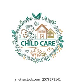 Baby shop child care day care school and kids logo day care create distinctive mother care vector eps logo design	
