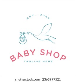 Baby shop logo, company logo design idea, vector illustration