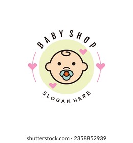 Baby shop logo with creative design concept premium vector