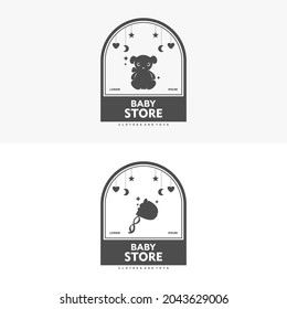Baby shop logo Vector template illustration symbol with children's clothes