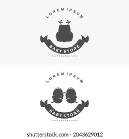 Baby shop logo Vector template illustration symbol with children's clothes