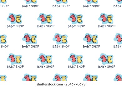 Baby shop seamless pattern background. Nursery seamless pattern can be used as wrapping paper, social media banner, web banner and more.