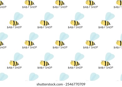 Baby shop seamless pattern background. Nursery seamless pattern can be used as wrapping paper, social media banner, web banner and more.