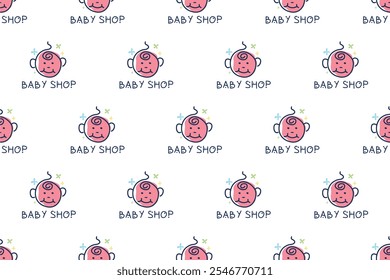 Baby shop seamless pattern background. Nursery seamless pattern can be used as wrapping paper, social media banner, web banner and more.