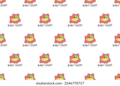 Fondo de patrón sin fisuras de la tienda del bebé. El patrón sin fisuras del vivero se puede utilizar como papel de embalaje, Anuncio de redes sociales, Anuncio de Web y más.