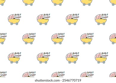 Baby shop seamless pattern background. Nursery seamless pattern can be used as wrapping paper, social media banner, web banner and more.