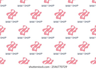 Baby shop seamless pattern background. Nursery seamless pattern can be used as wrapping paper, social media banner, web banner and more.