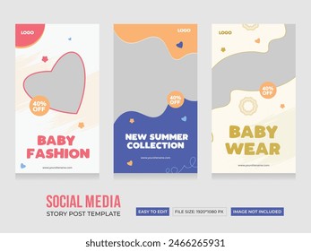 Baby shop social media stories post. Modern and creative baby store story template. Abstract Minimalistic baby stories concept. EPS vector illustration.