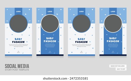 Publicación de historias de redes sociales de Baby Shop. Plantilla moderna y creativa de la historia del baby shop. Abstractas concepto minimalista de historias de bebés. ILUSTRACIÓN VECTORIAL EPS