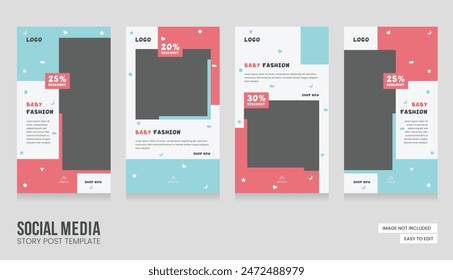 Baby shop social media stories post. Modern and creative baby shop story template. Abstract Minimalistic baby stories concept. EPS vector illustration.