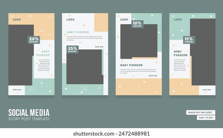 Baby shop social media stories post. Modern and creative baby shop story template. Abstract Minimalistic baby stories concept. EPS vector illustration.