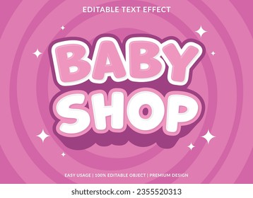 baby shop text effect template design with 3d style use for business brand and logo