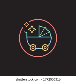 Baby shop vector illustration icon. Simple kids store logo with baby carriage, stroller. Isolated.