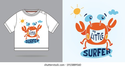 Baby Short Sleeve shirt Print Design Little Surfer