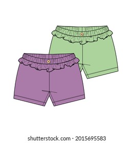 baby shorts illustration. Fashion flat sketch, vector