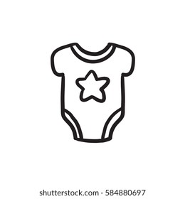 Baby short-sleeve bodysuit vector sketch icon isolated on background. Hand drawn Baby short-sleeve bodysuit icon. Baby short-sleeve bodysuit sketch icon for infographic, website or app.