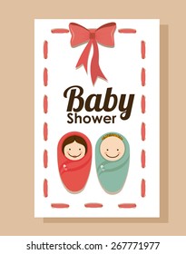 Baby Showe design over orange background, vector illustration