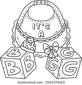 Baby Shower Its A, B or G Isolated Coloring Page