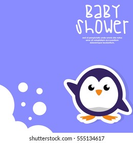 Baby shower with animal character card illustration template